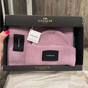 Coach Pink Hat and Scarf Set